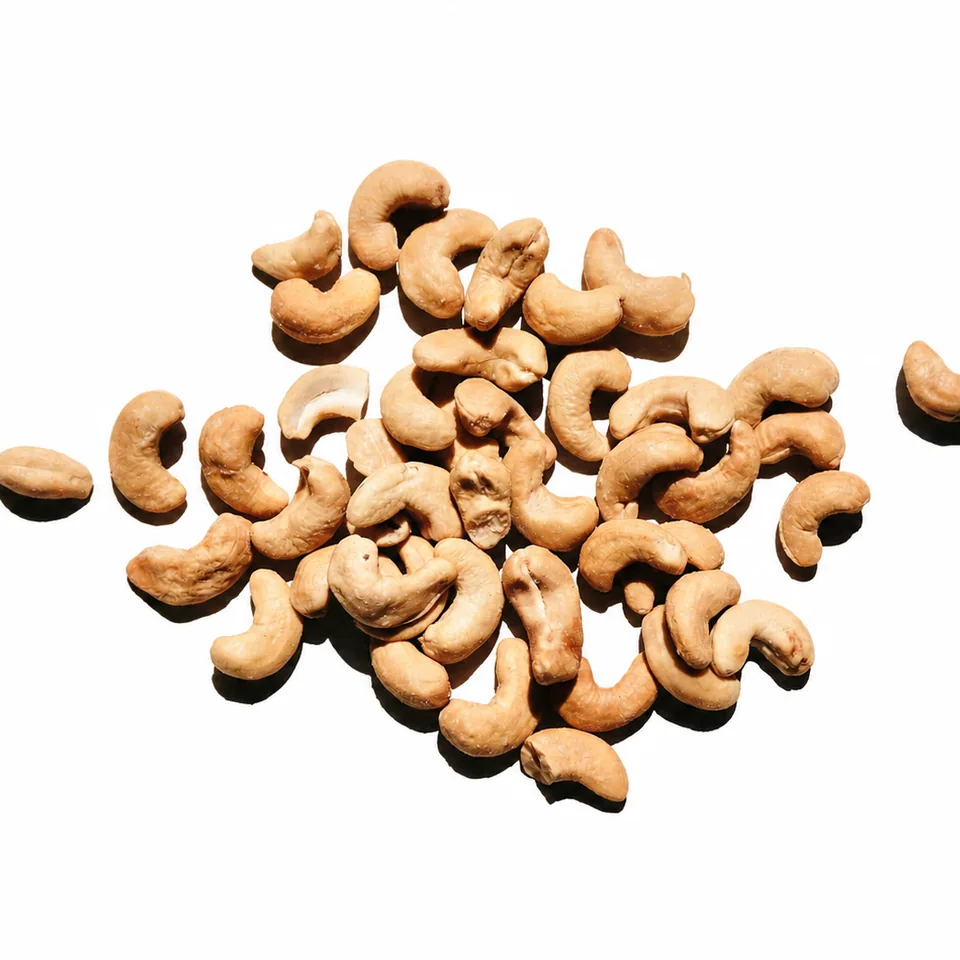 Cashews on white